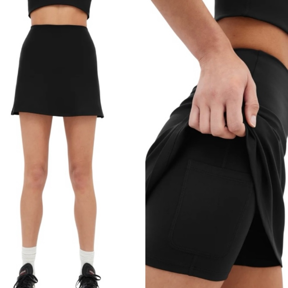Girlfriend Collective Black Sport Skort High-Rise Built‎ in Compression Sz S